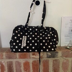 BAGGU Black with White Polka Dot MEDIUM Bowler Urban Exclusive